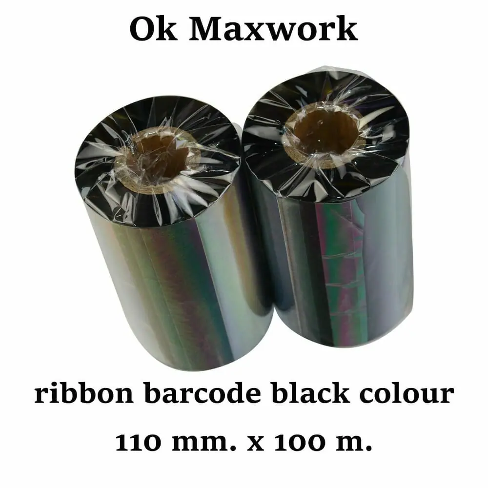 Ok Maxwork Ribbon Barcode ขนาด 110 mm ยาว 100 เมตร แกน 1 นิ้ว จำนวน 6 ม้วน
